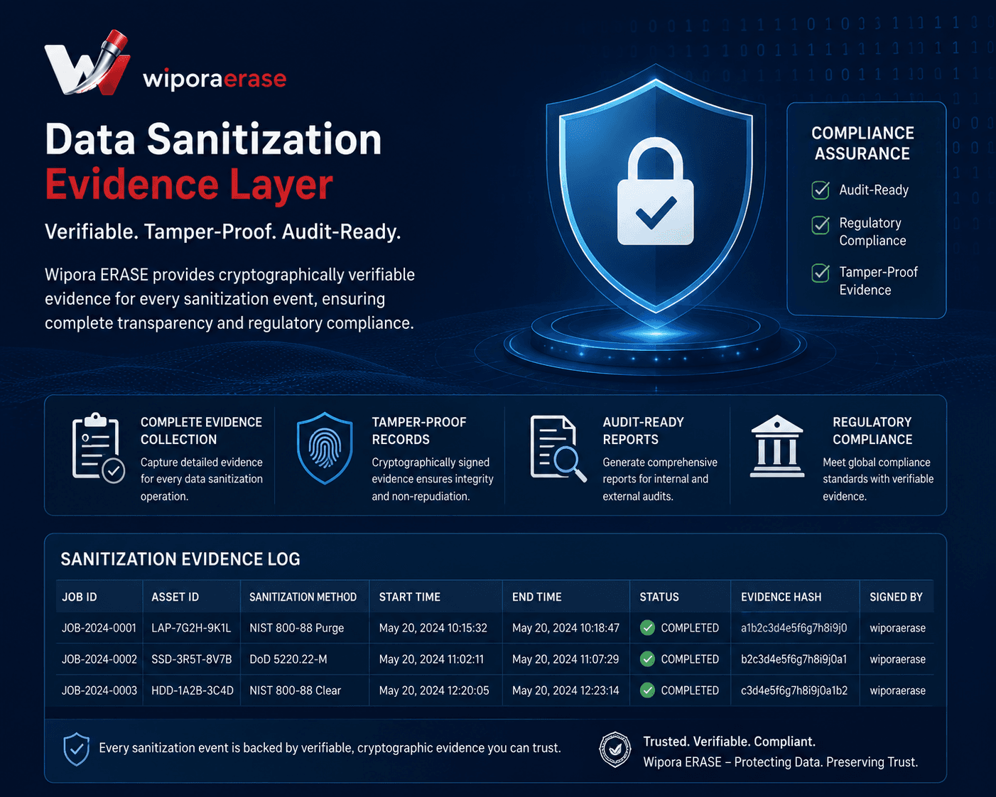 Data sanitization evidence