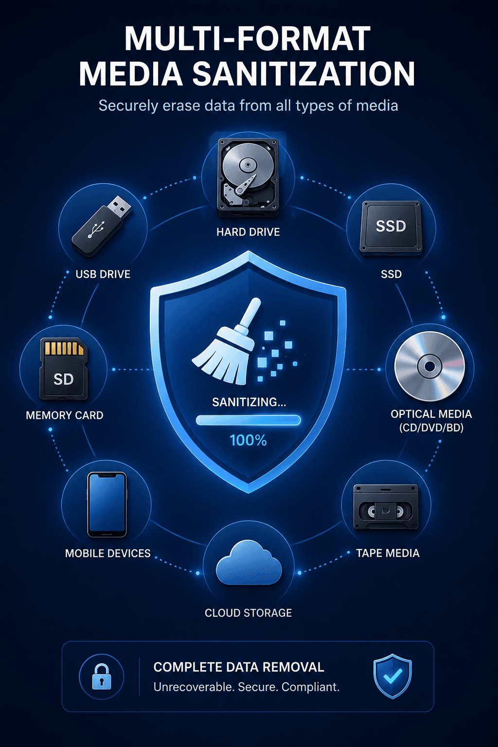 Multi-format media sanitization