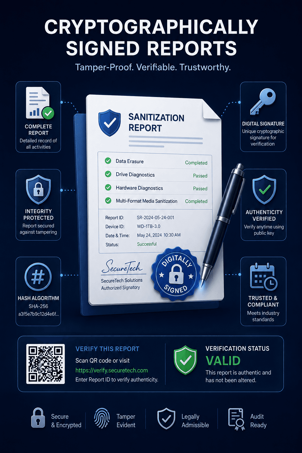 Cryptographically signed reports